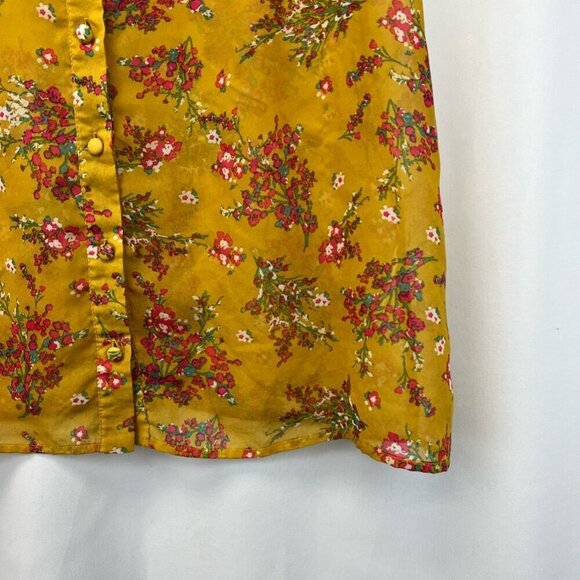 Charlotte Russe Womens Button Up Top Multicolor Floral Print Sleeveless M Sheer - Picture 5 of 11